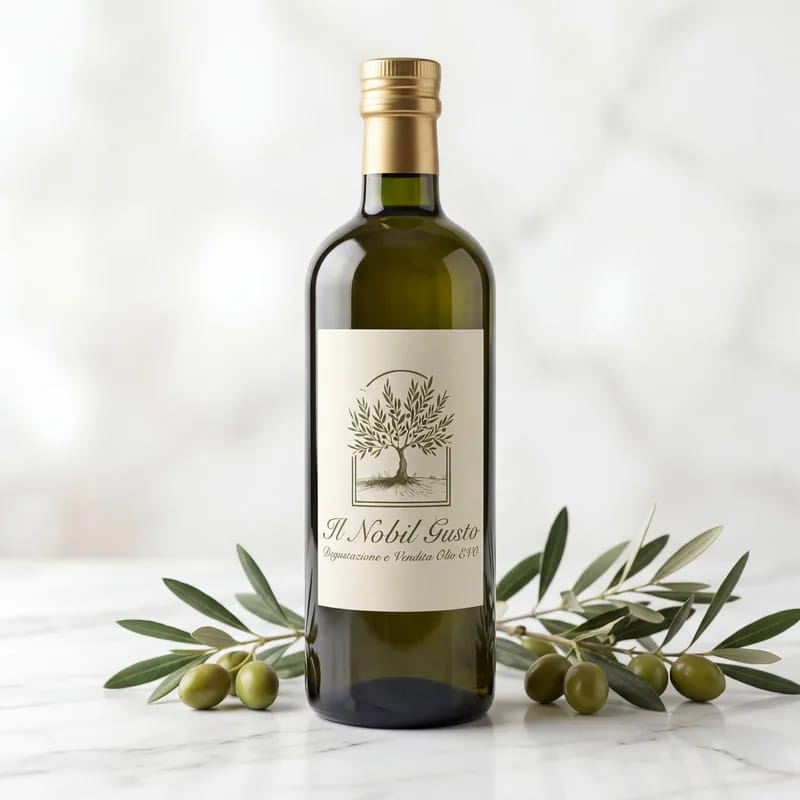 Il Nobil Gusto Signature Extra Virgin Olive Oil bottle with olive tree logo on cream label